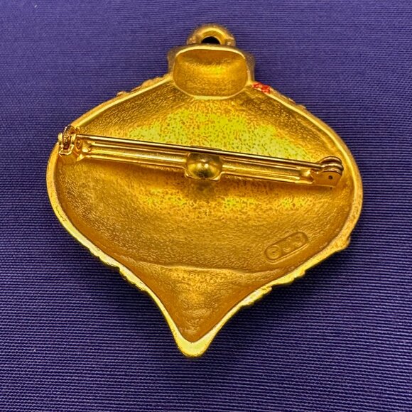 VTG JJ Gold-Tone Christmas Ornament Brooch - Picture 9 of 12